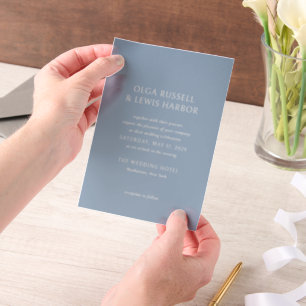 Invitations En Vélin Olga Dusty Blue Mariage moderne