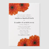 Invitations En Vélin Orange Gerbera Gerber Daisy Flower Mariage (Recto)
