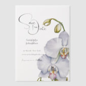 Invitations En Vélin Orchidées fleurs pétales blancs enregistrer la dat (Recto)