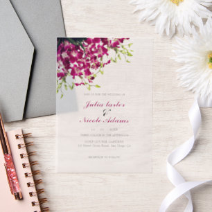 Invitations En Vélin Orchidées violettes Mariage de photo végétale