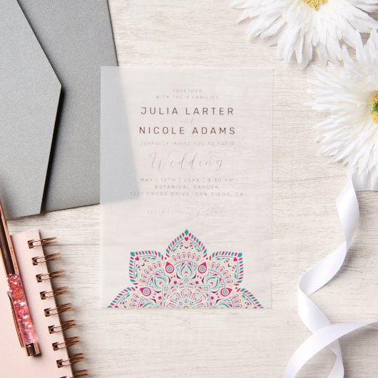 Invitations En Vélin Ouest Pacifique Variante Oval Classic Mandala Mari (Mariage)