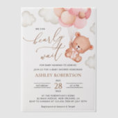 Invitations En Vélin Ours De Bébé, Ours En Teddy, Ballons Roses, Baby s (Recto)