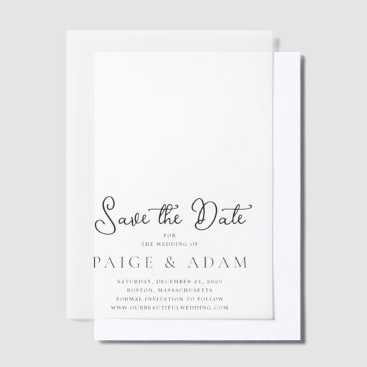 Invitations En Vélin Paige Mariage moderne Enregistrer la date (Compenser)