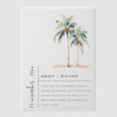 Invitations En Vélin Palmiers minimaux Aquarelle Mariage tropical (Recto)