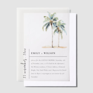 Invitations En Vélin Palmiers minimaux Chic Couples Tropical Douche