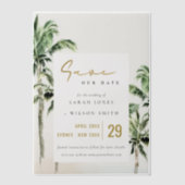 Invitations En Vélin Palmiers Tropical De Plage Mariage Enregistrer La  (Recto)