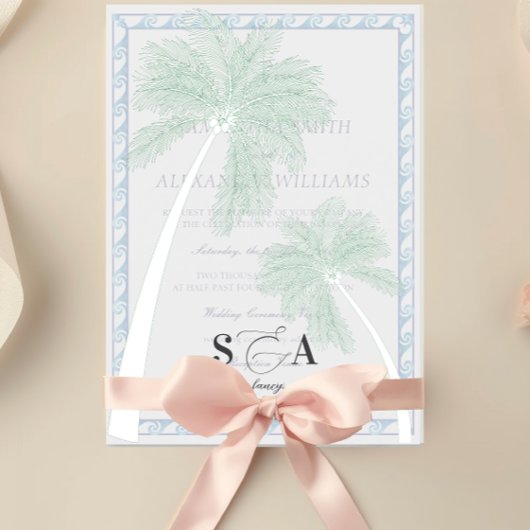 Invitations En Vélin Palmiers tropicaux minimalistes