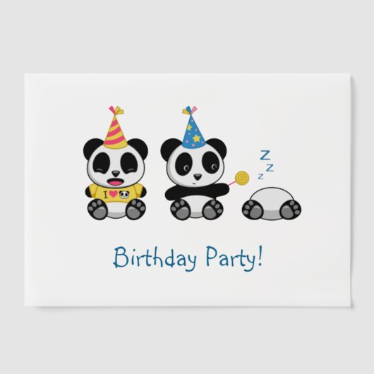 Invitations En Vélin Pandas mignon fête d'anniversaire Insertion (Recto)