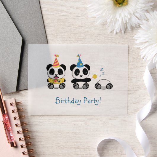 Invitations En Vélin Pandas mignon fête d'anniversaire Insertion (Mariage)
