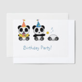 Invitations En Vélin Pandas mignon fête d'anniversaire Insertion (Compenser)