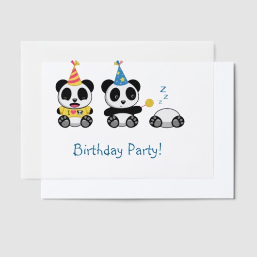Invitations En Vélin Pandas mignon fête d'anniversaire Insertion (Compenser)