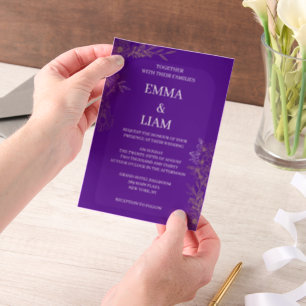 Invitations En Vélin Papier Vellum Floral Botanique Or Violet pour Mari