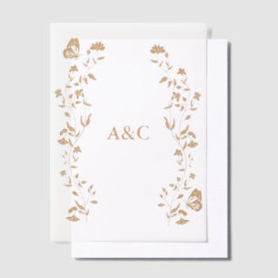 Invitations En Vélin Papillon Mariage Vellum Overlay Golden
