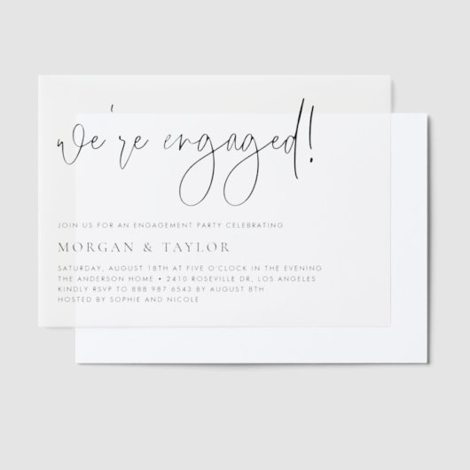 Invitations En Vélin Partie d'engagement pour le script manuscrit noir (Compenser)