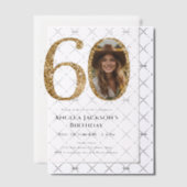 Invitations En Vélin Parties scintillant d'or 60e photo d'anniversaire (Décalage (Invitation))