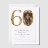 Invitations En Vélin Parties scintillant d'or 60e photo d'anniversaire  (Compenser)