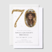 Invitations En Vélin Parties scintillant d'or 70e photo d'anniversaire  (Compenser)