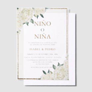Invitations En Vélin Parties scintillant d'or ivoire Floral espagnol Ge