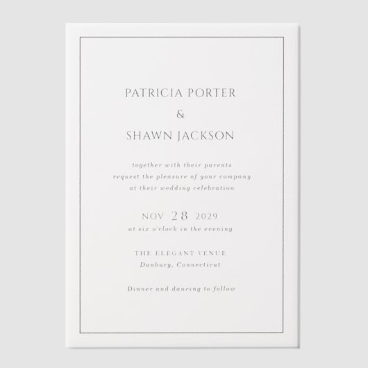 Invitations En Vélin Patricia Classic Mariage élégant (Recto)