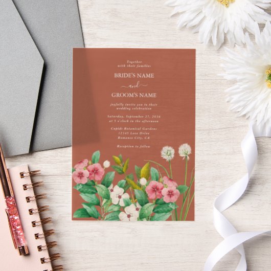 Invitations En Vélin Périwinkle Burnt Orange Terracotta Mariage (Mariage)