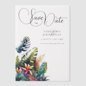 Invitations En Vélin Perroquet tropical fleurs de jungle luxuriantes (Recto)