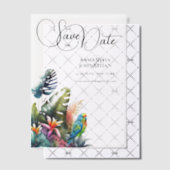 Invitations En Vélin Perroquet tropical fleurs de jungle luxuriantes (Décalage (Invitation))