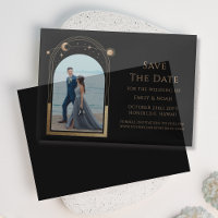 Photo de mariage à l'arche en or noir céleste