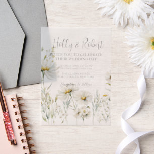 Invitations En Vélin Photo Mariage Daisy Code QR