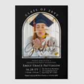 Invitations En Vélin Photo Modern Arch Graduate Script Graduate Party (Recto)