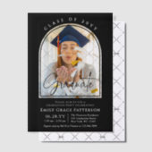 Invitations En Vélin Photo Modern Arch Graduate Script Graduate Party (Décalage (Invitation))