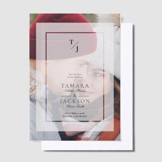 Invitations En Vélin Photo Wedding Vellum Transparency Effect Initials (Compenser)