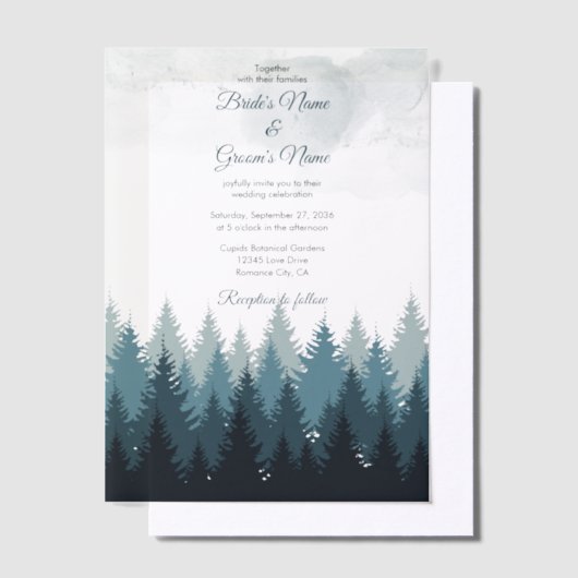 Invitations En Vélin Pine Arbre Aquarelle Forêt Mariage rustique (Compenser)