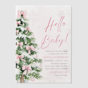 Invitations En Vélin Pink Bow Girl Noël Bonjour Baby shower bébé