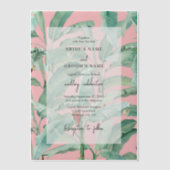 Invitations En Vélin Pink Tropical Banana Palm Feuille Mariage (Recto)