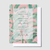 Invitations En Vélin Pink Tropical Banana Palm Feuille Mariage (Compenser)