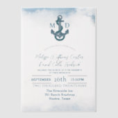 Invitations En Vélin Plage côtière Ancre de plage Mariage nautique (Recto)