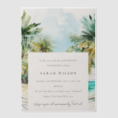 Invitations En Vélin Plage tropicale aquarelle Palm Tree Anniversaire (Recto)