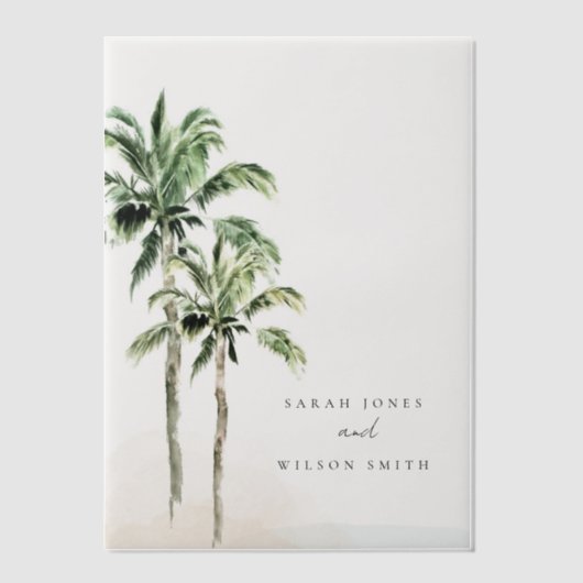 Invitations En Vélin Plage tropicale Palm Trees Mariage aquarelle (Recto)