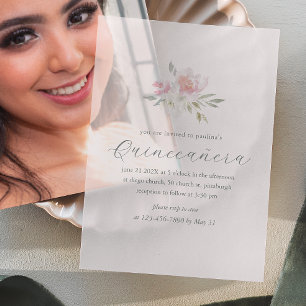 Invitations En Vélin Plutôt rose Floral 15 Ans Quinceañera