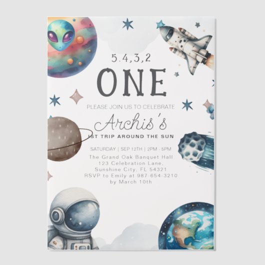 Invitations En Vélin Premier voyage autour de l'Anniversaire des astron (Recto)