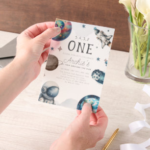 Invitations En Vélin Premier voyage autour de l'Anniversaire des astron
