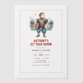 Invitations En Vélin Première année de football bas 1er anniversaire fê (Recto)