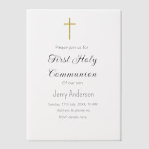 Invitations En Vélin Première communion sacrée catholique simple QR min