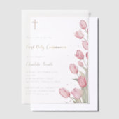 Invitations En Vélin Première Sainte Communion tulipes roses (Compenser)