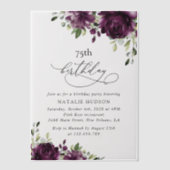 Invitations En Vélin Purple Flowers, Plum Flowers, Boho, Birthday (Recto)