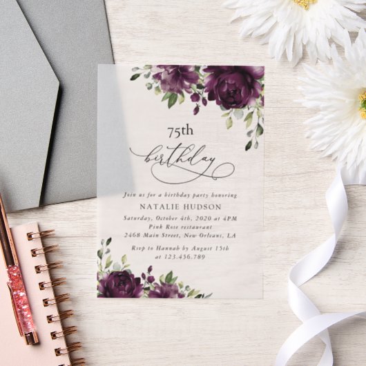 Invitations En Vélin Purple Flowers, Plum Flowers, Boho, Birthday (Mariage)