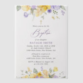 Invitations En Vélin Purple Flowers, Yellow Flowers, Boho, Baptism (Recto)