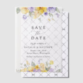 Invitations En Vélin Purple Flowers, Yellow Flowers, Boho Save The Date (Décalage (Invitation))