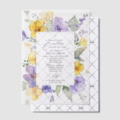 Invitations En Vélin Purple Flowers, Yellow Flowers, First Communion (Décalage (Invitation))