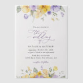 Invitations En Vélin Purple Flowers, Yellow Flowers, Greenery, Wedding (Recto)